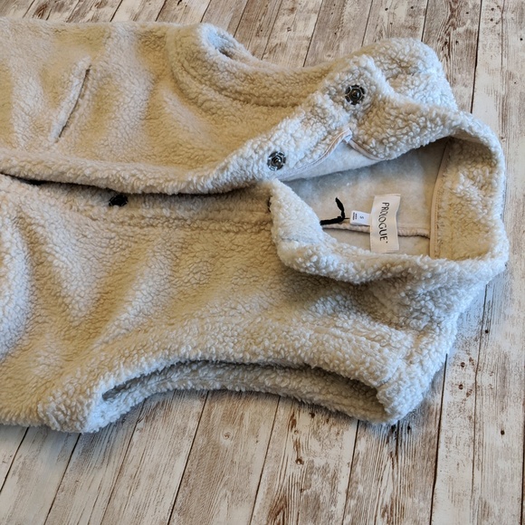 NWT Prologue Cream Fleece Long Cardigan Vest Small - Picture 5 of 8